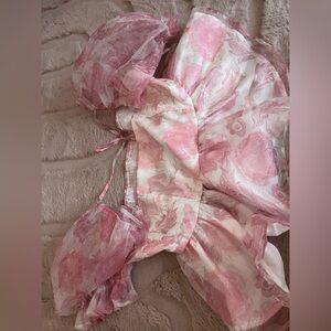 Pink Floral Sheer Dress